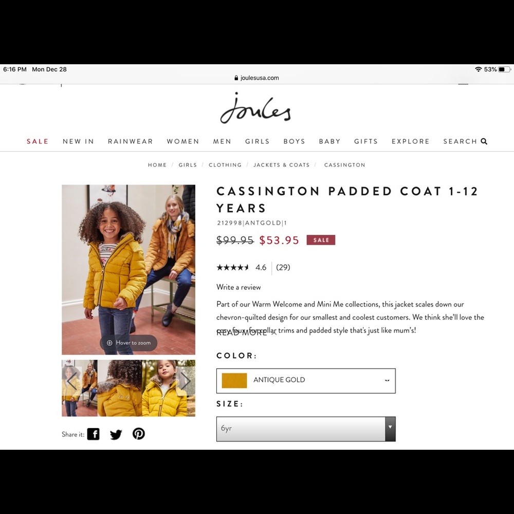 Girls size 8 coat (Joules)